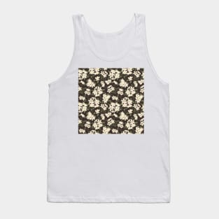 Cream and yellow flowers over brown background Tank Top